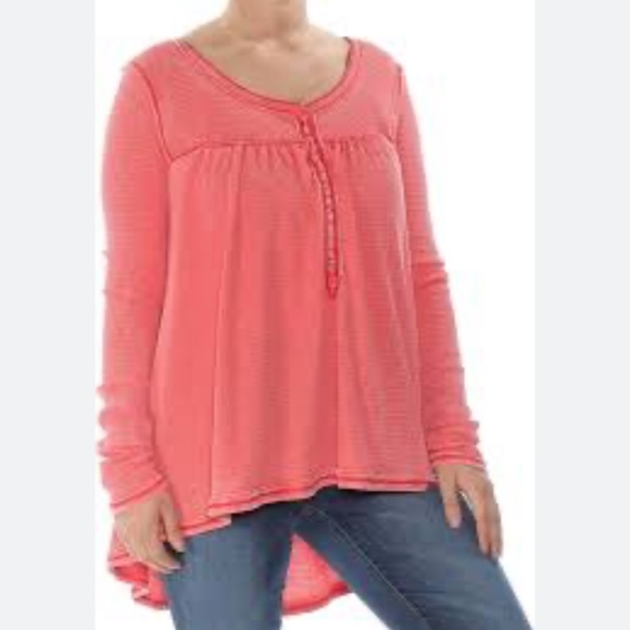 Free People Kai long sleeve Henley waffle weave sz M - Picture 4 of 9